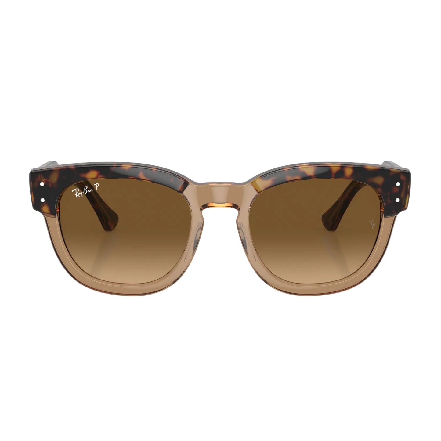 Gafas de sol unisex Ray-Ban Mega Hawkeye RB0298S con degradado cuadrado: habana pulida sobre marrón transparente/marrón
