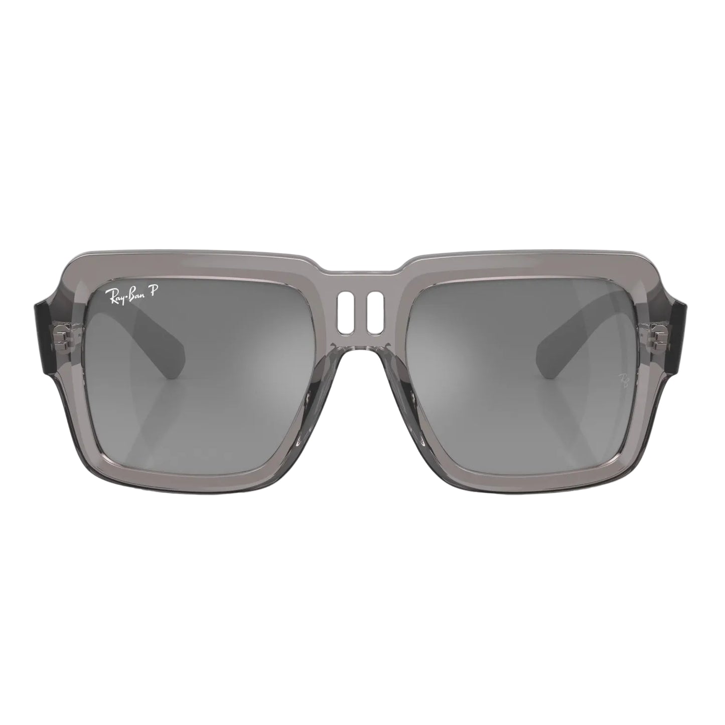 Gafas de sol unisex Ray-Ban Magellan RB4408 con degradado cuadrado: gris transparente pulido/plata/gris