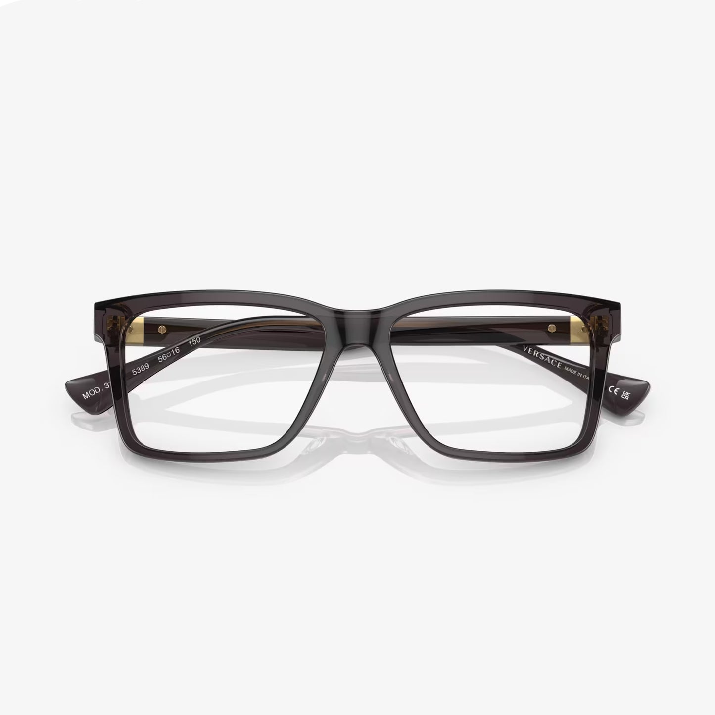 Versace Men's Rectangle Eyeglasses, Transparent Gray