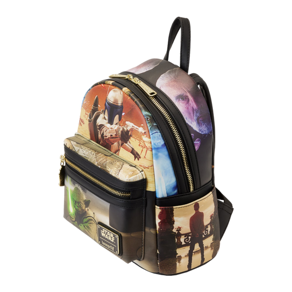 Loungefly 10" Star Wars Episode II Attack of the Clones Scene Mini Backpack in Polyurethane - Multicolor