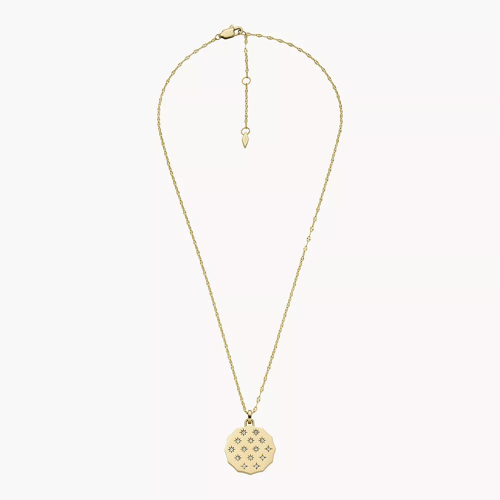 Fossil Sadie Scalloped Edge Women's Pendant Necklace in Gold-Plated over Stainless Steel