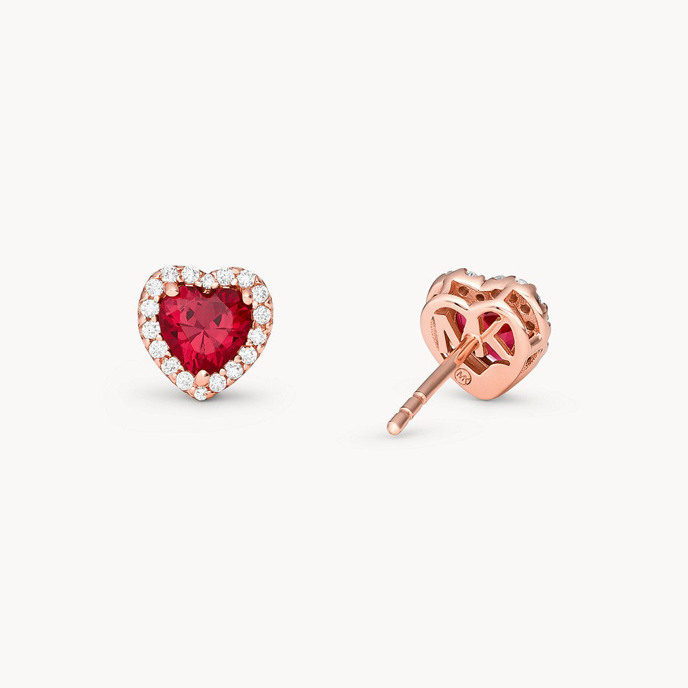 Pendientes de botón con forma de corazón de Michael Kors para mujer chapados en oro rosa de 14 quilates sobre plata de ley
