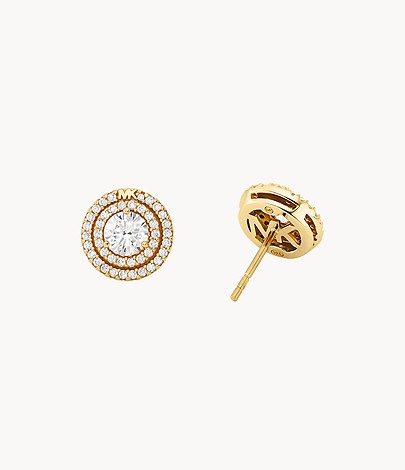 Aros con forma de halo y pavé de Michael Kors para mujer bañados en oro de 14 quilates sobre plata de ley