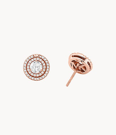 Aros con forma de halo y pavé de Michael Kors para mujer chapados en oro rosa de 14 quilates sobre plata de ley