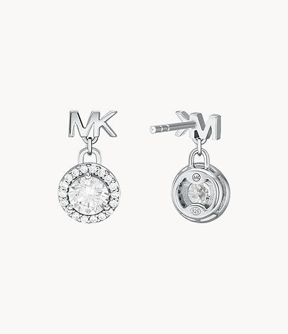 Pendientes colgantes con halo y pavé de Michael Kors para mujer en plata de ley