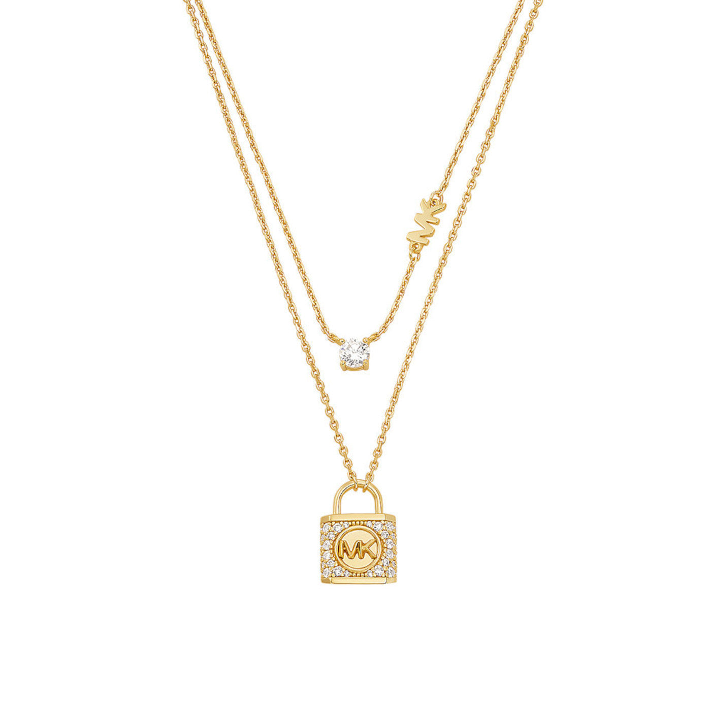 Michael Kors Women's Zirconia Necklace in Gold-Plating over Sterling Silver