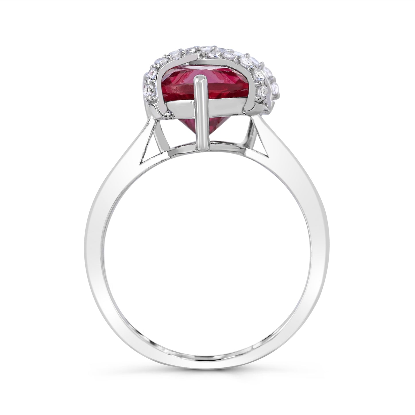 Sterling Silver Created Ruby and Created White Sapphire Ring