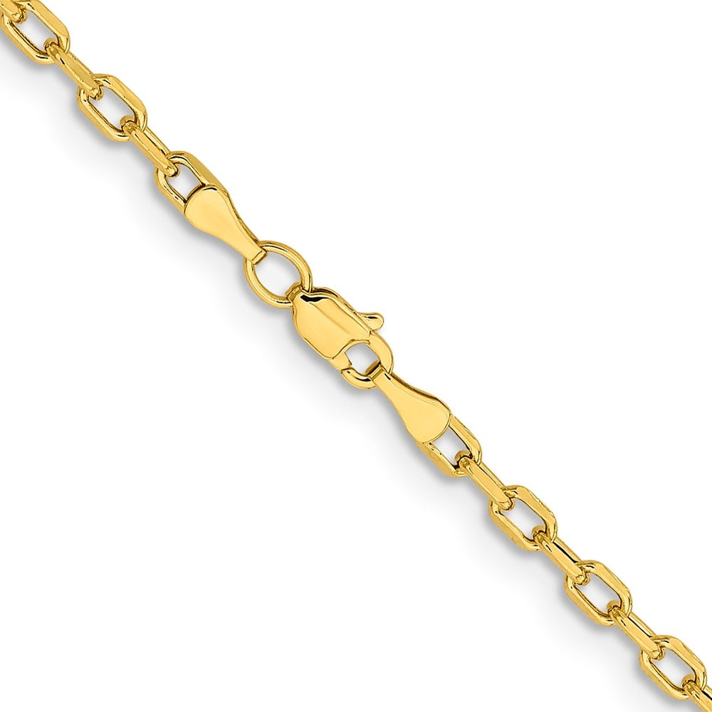 Quality Gold Women's 18" 3mm Semi-Solid Diamond-Cut Open Link Cable Chain Necklace in 14K Yellow Gold