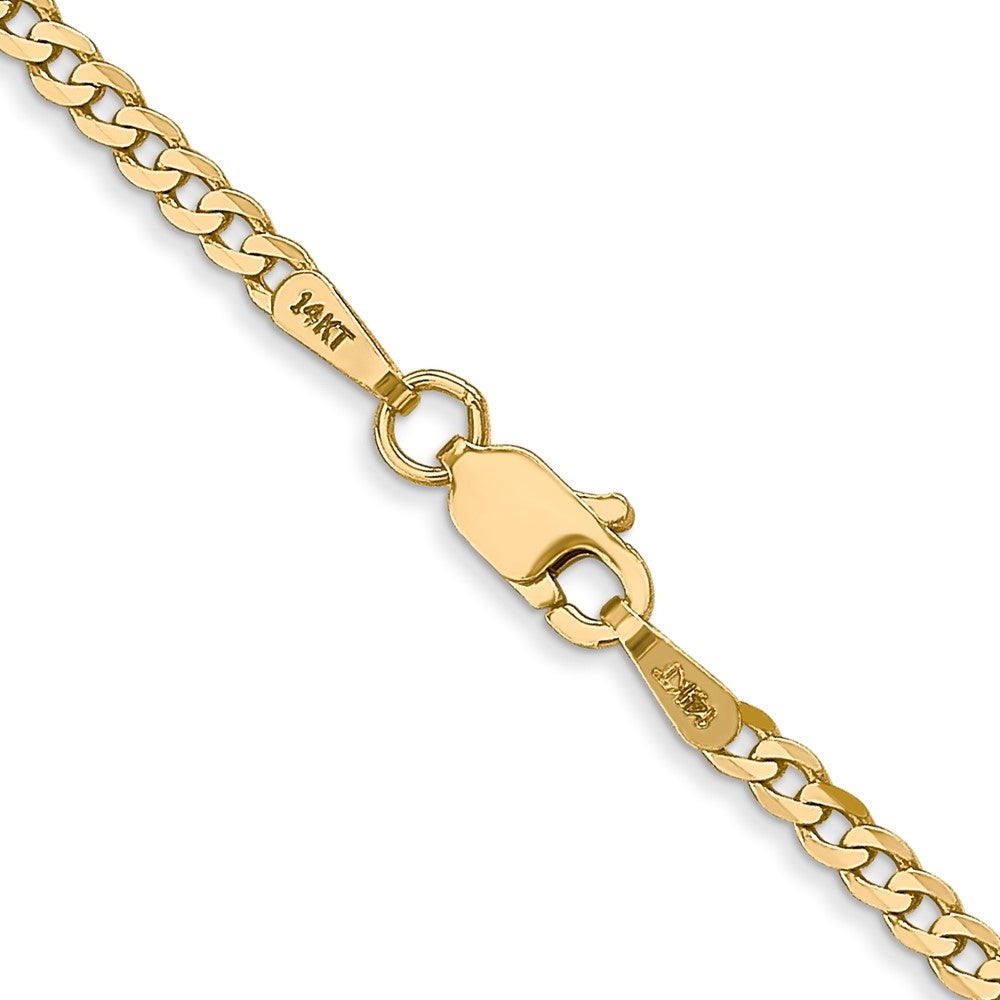 Quality Gold Women's 16" 2.2mm Flat Beveled Curb Chain Necklace in 14K Yellow Gold