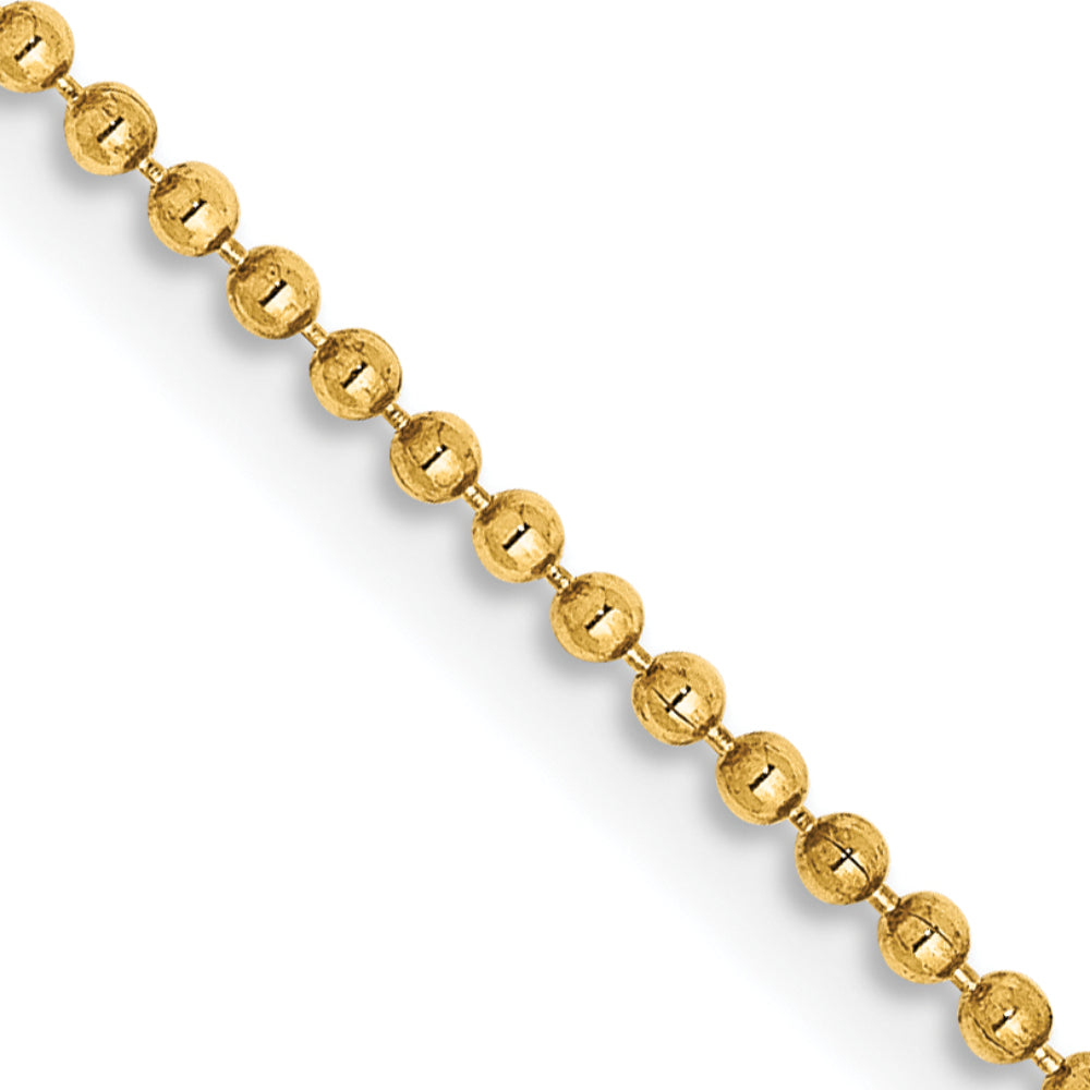 Quality Gold Women's 14" Diamond Cut Beaded Chain Necklace in 14K Yellow Gold