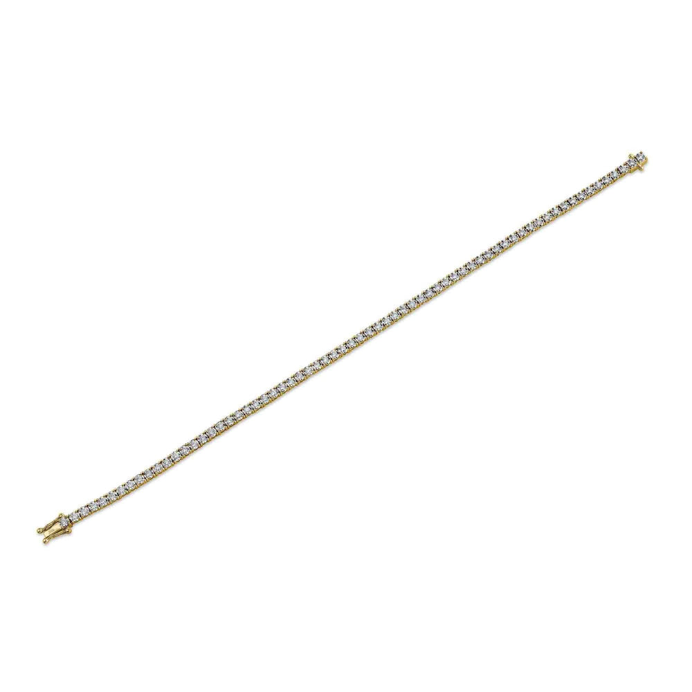 Pulsera de tenis con diamantes de 1 ct para mujer de Shy Creation Stella en oro amarillo de 14 quilates (talla 7)