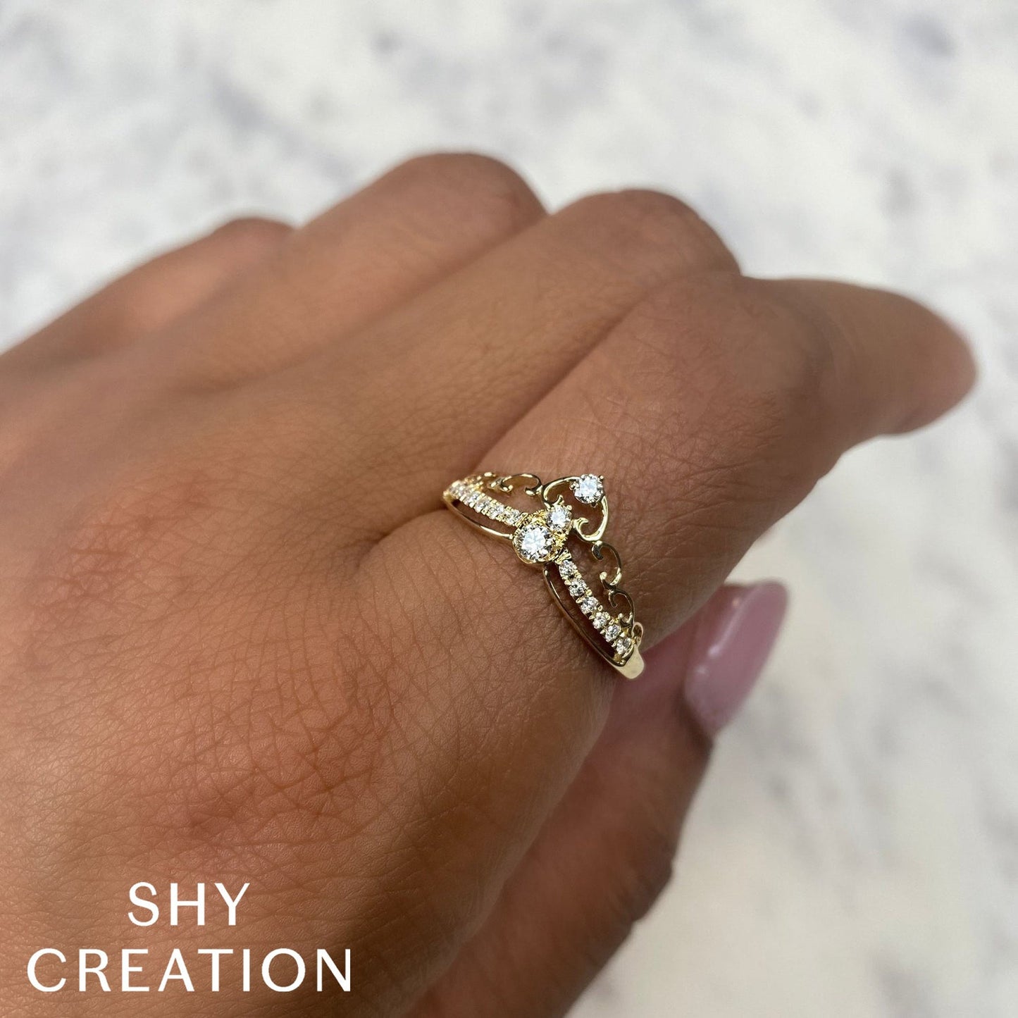 Shy Creation Kate Women's 0.21 ct. Diamond Ring in 14k Yellow Gold - Size 7