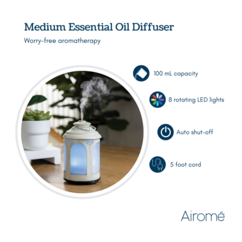 Airome Chelsea Ultrasonic Essential Oil Diffuser Lantern - White