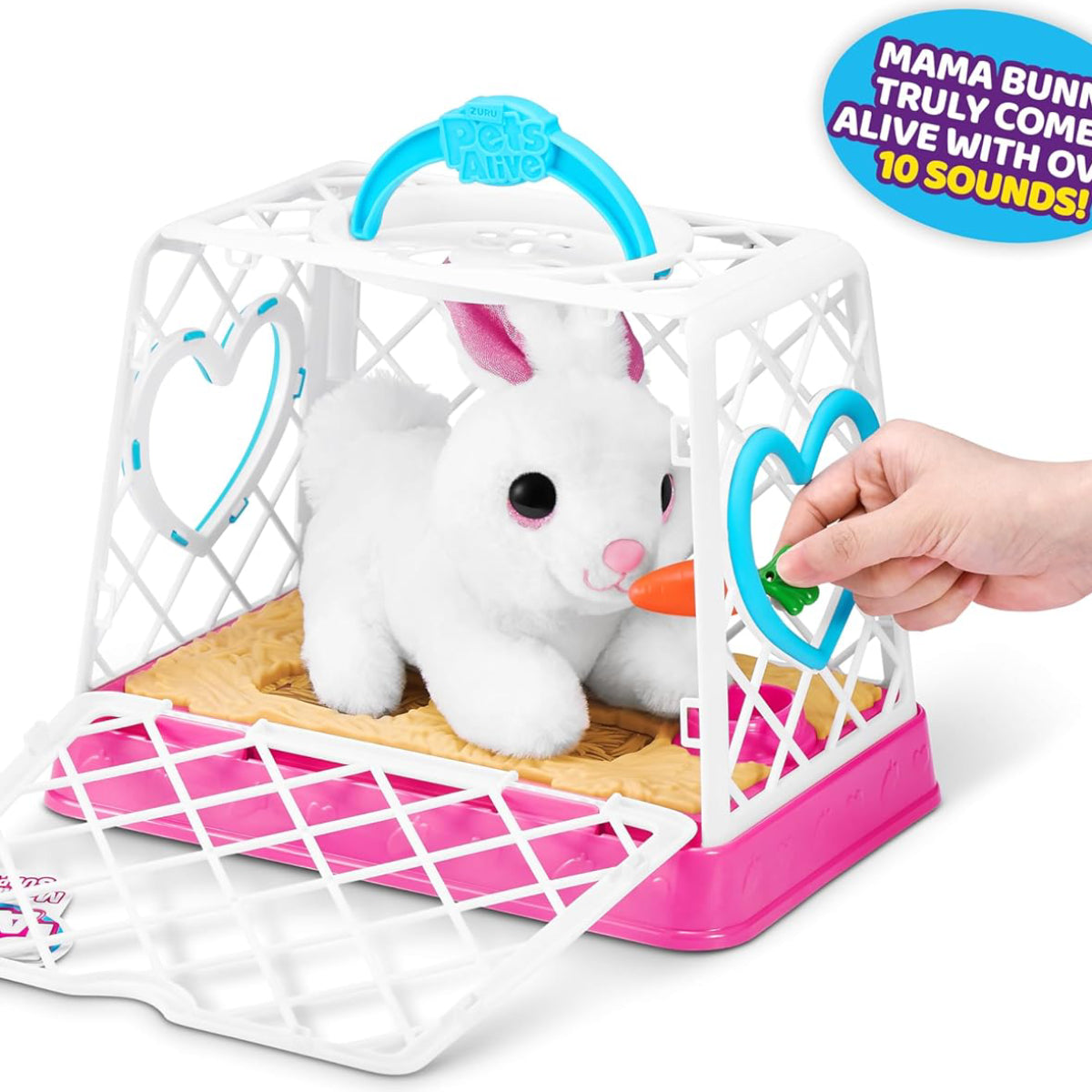 Pets Alive Mama Bunny & Baby Surprise Electronic Pet Set (12-Pieces) - White