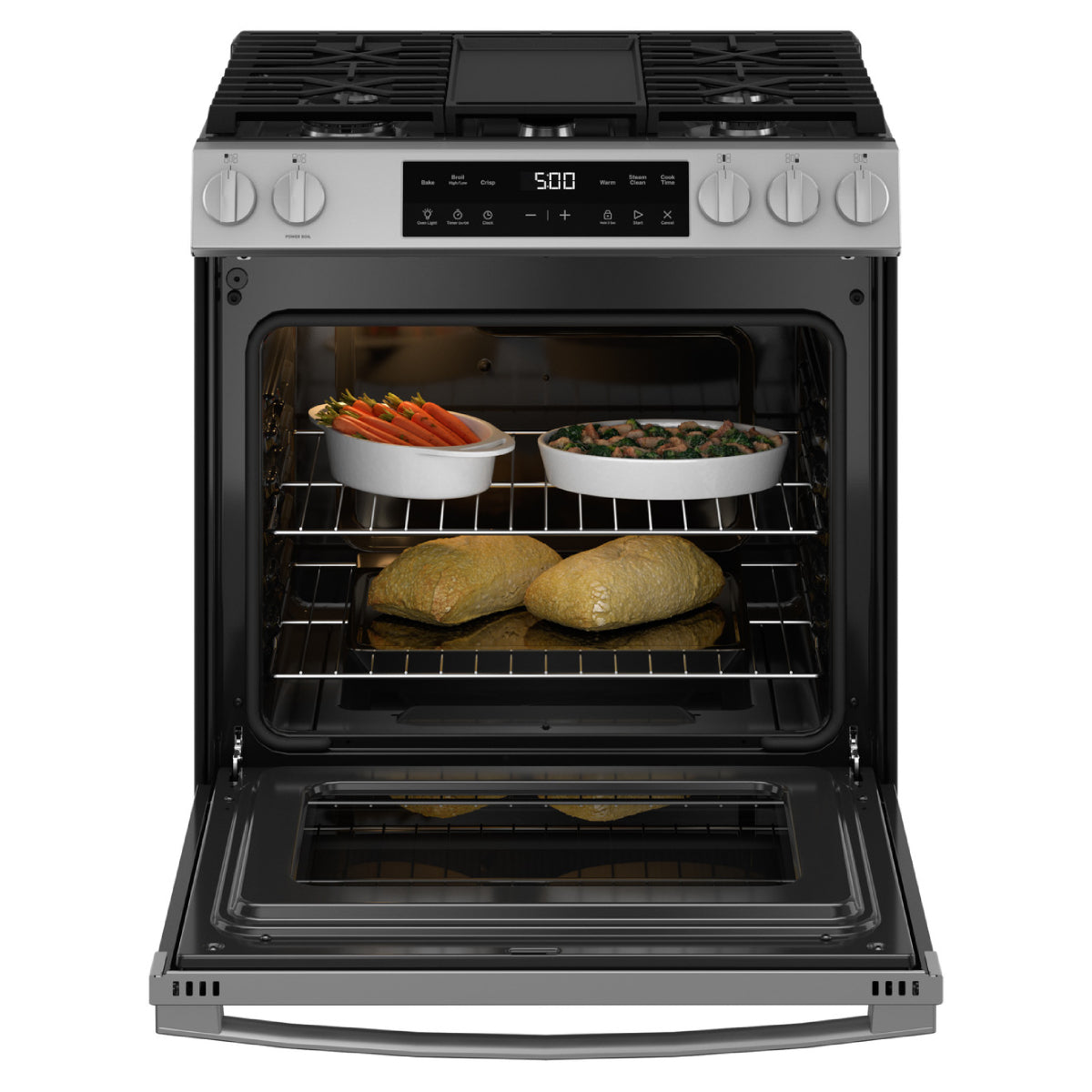 GE GGS500SVSS 5.3 cu. ft. Slide-In Gas Range with 5 Sealed Burners - Stainless Steel