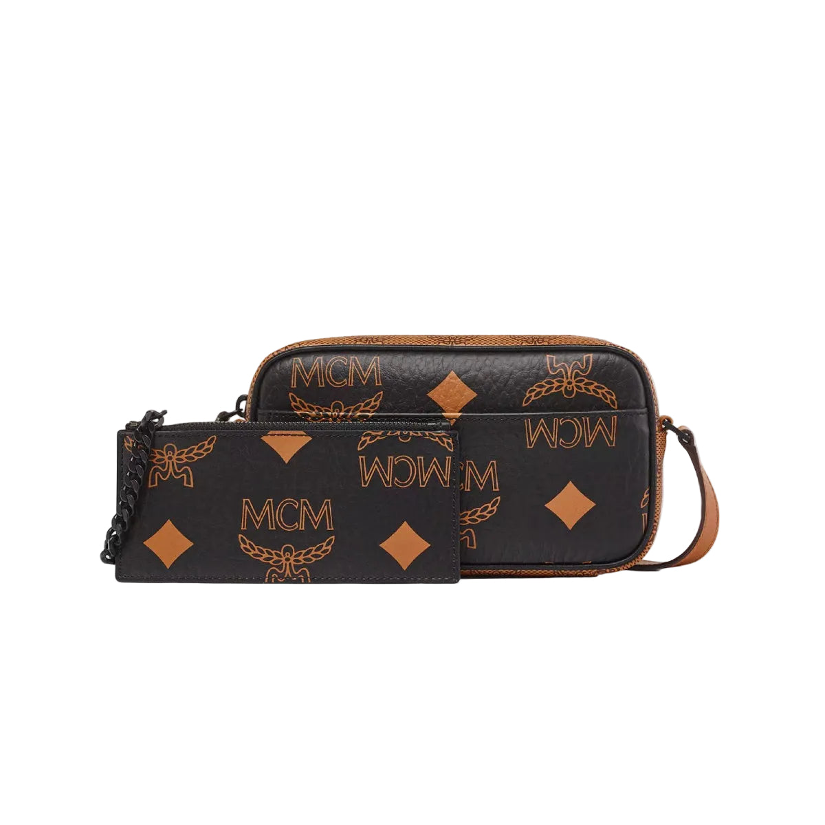 MCM Aren Monogram Mix Small Crossbody Bag with Pouch - Black