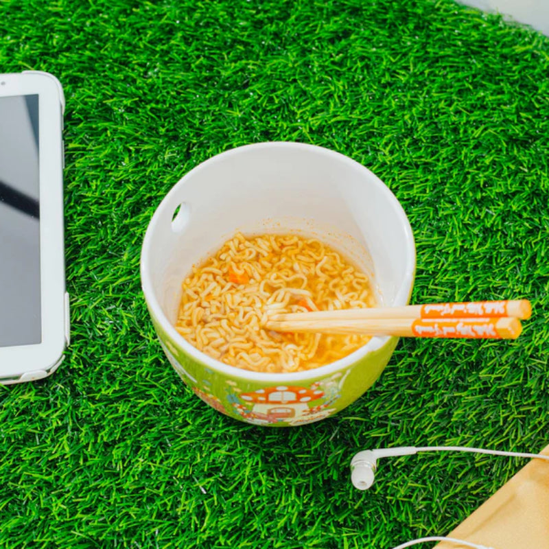 Sanrio Hello Kitty and Friends Mushroom Crew 20 oz Ceramic Ramen Bowl Set - Green