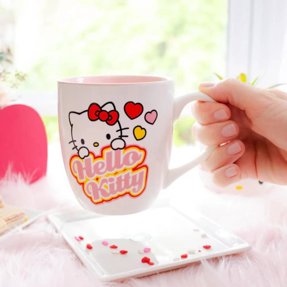 Sanrio Hello Kitty 18 oz Hearts Ceramic Mug - White
