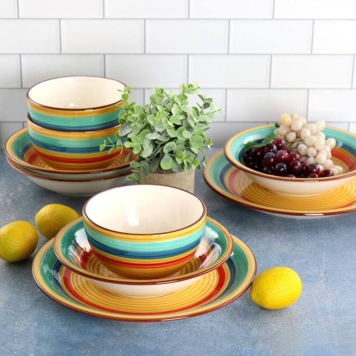 Gibson Home Rainbow Dinnerware Set (12-Pieces) - Multicolor