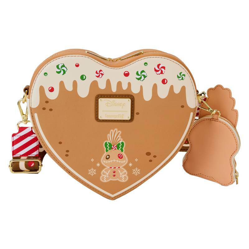 Loungefly Stitch Scented Angel & Stitch Gingerbread Heart Crossbody Bag With Coin Bag - Multicolor