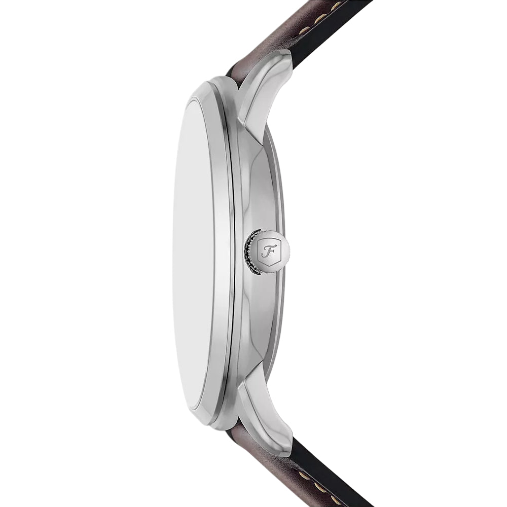Fossil Neutra Men's 42mm Brown Strap Watch - Silver Dial