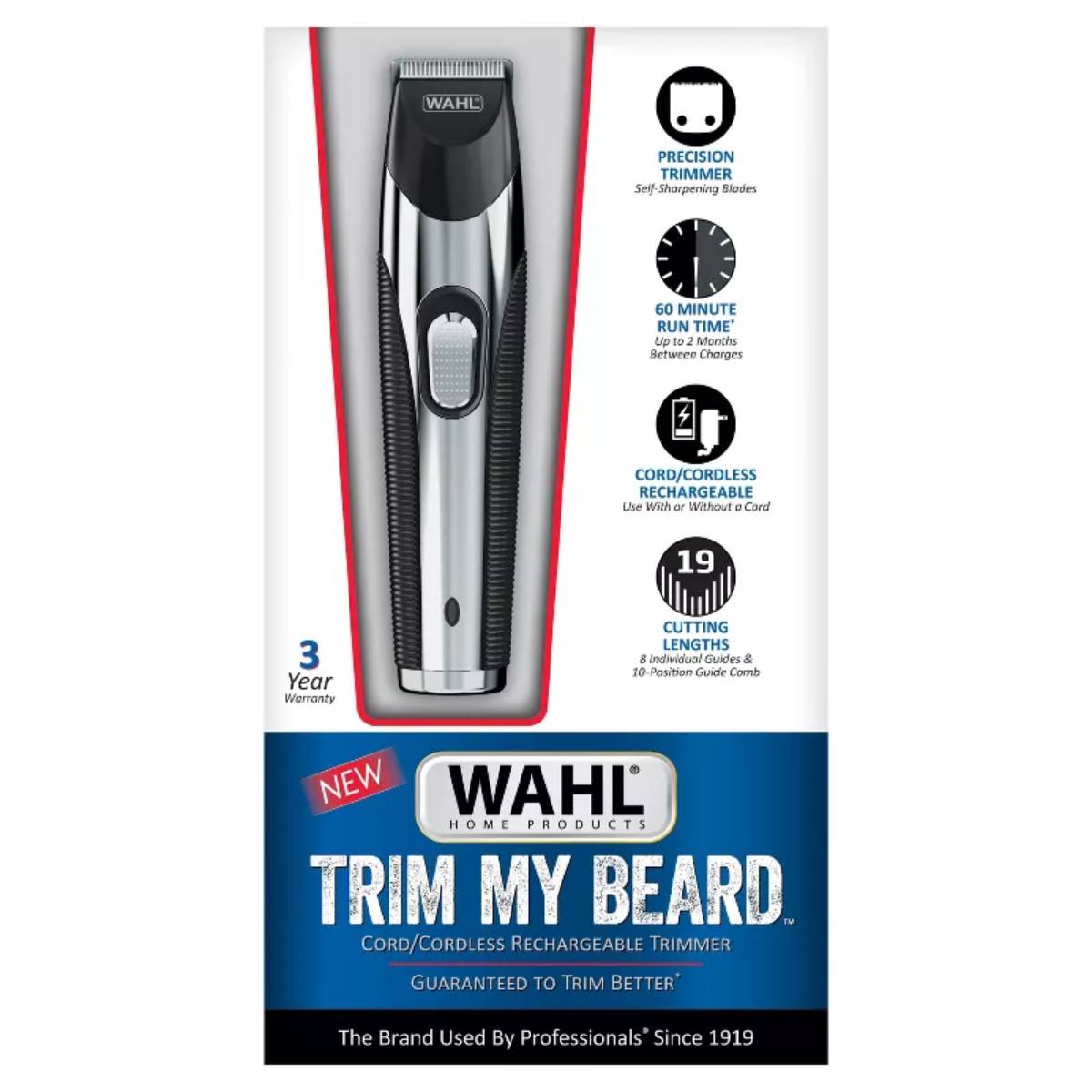 Wahl Cordless Rechargeable 19 Cutting Lengths Trim By BeardΓΒ for Men