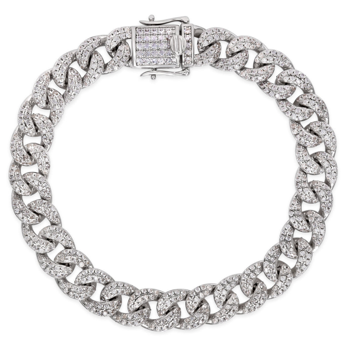 Anna Zuckerman Olivia 65 Unisex 8" 3 ct. Diamond Crystalline Mini Havana Cuban Link Bracelet in Platinum-Plating over 925 Sterling Silver