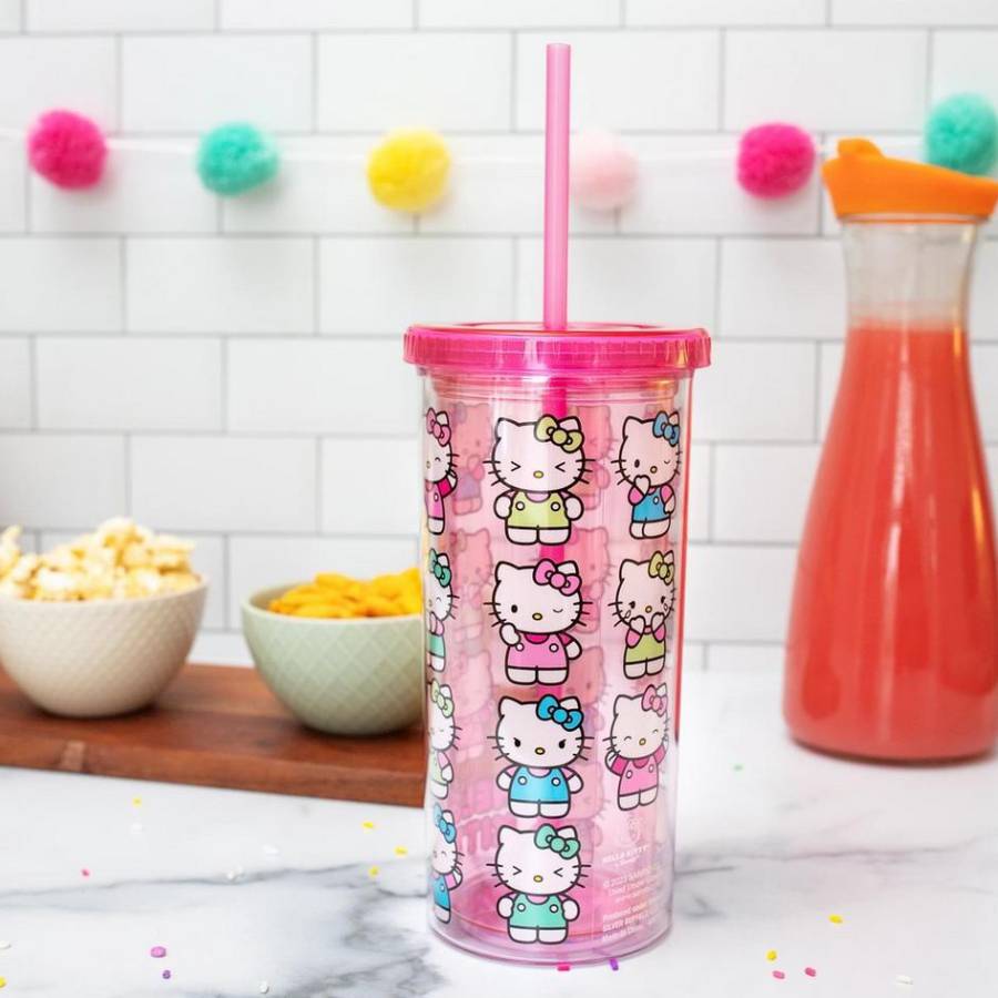 Sanrio Hello Kitty Expressions 20 oz Carnival Cup With Lid and Straw - Pink