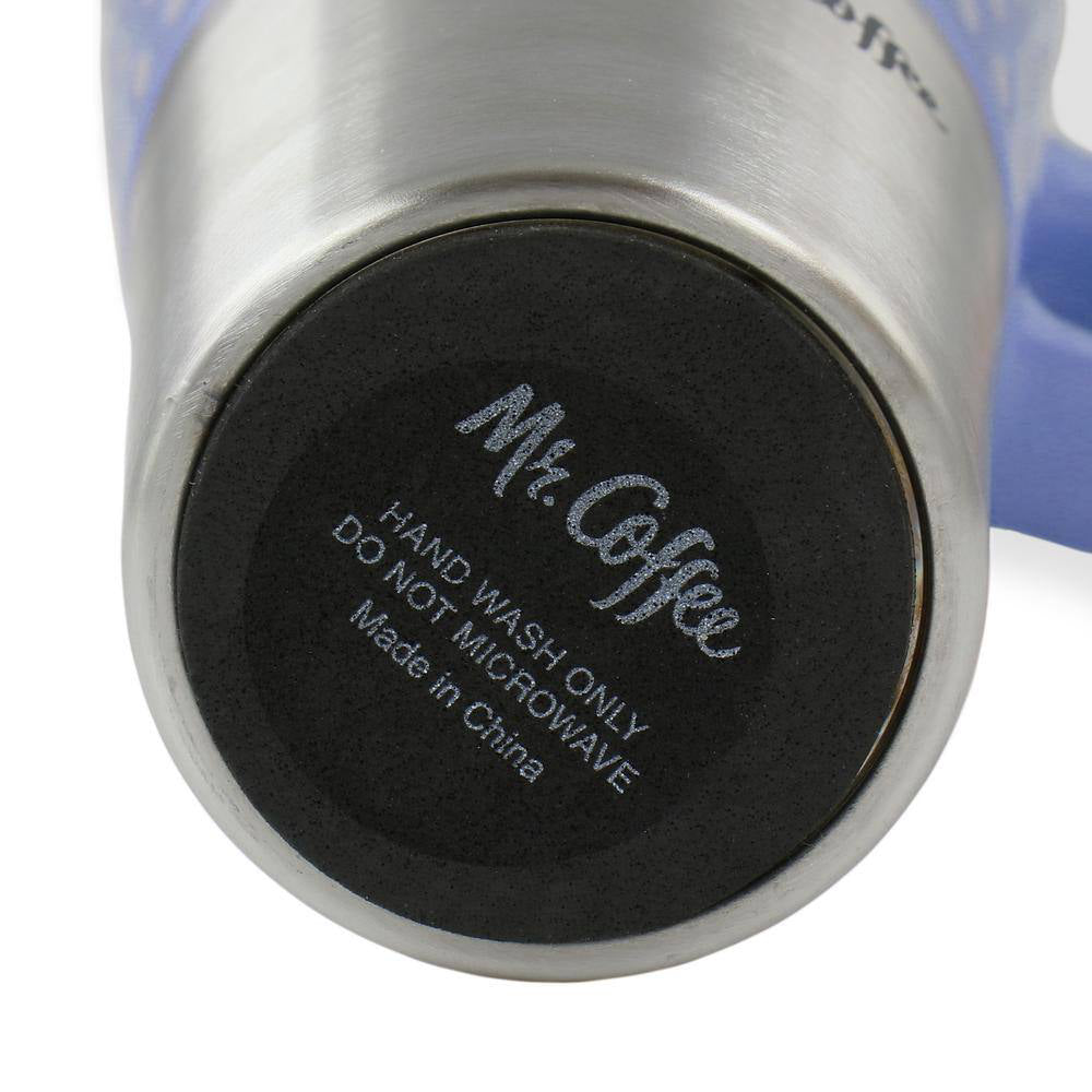 Mr. Coffee 138970 Travertine 16 oz Travel Mug with Lid - Blue