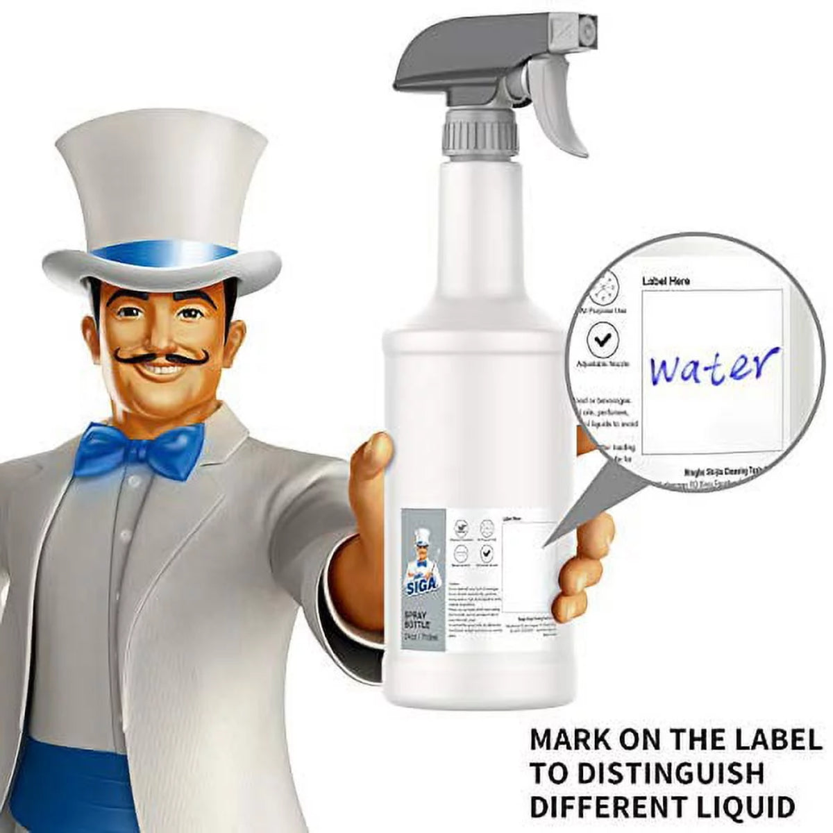 MR.Siga 24 oz Empty Plastic Spray Bottles for Cleaning Solutions (Set of 3)