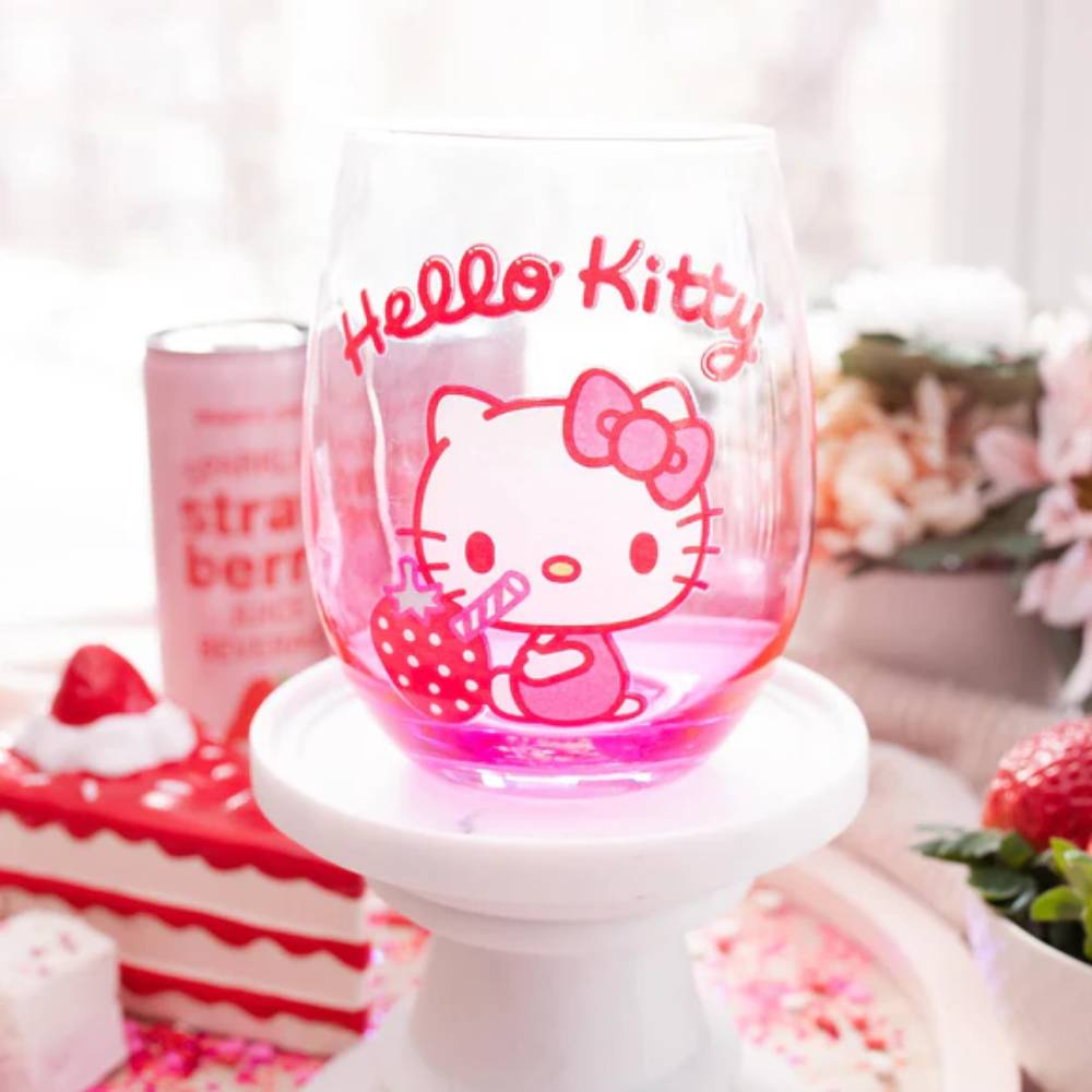 Sanrio Hello Kitty 20 oz Strawberry Sip Stemless Wine Glass - Pink