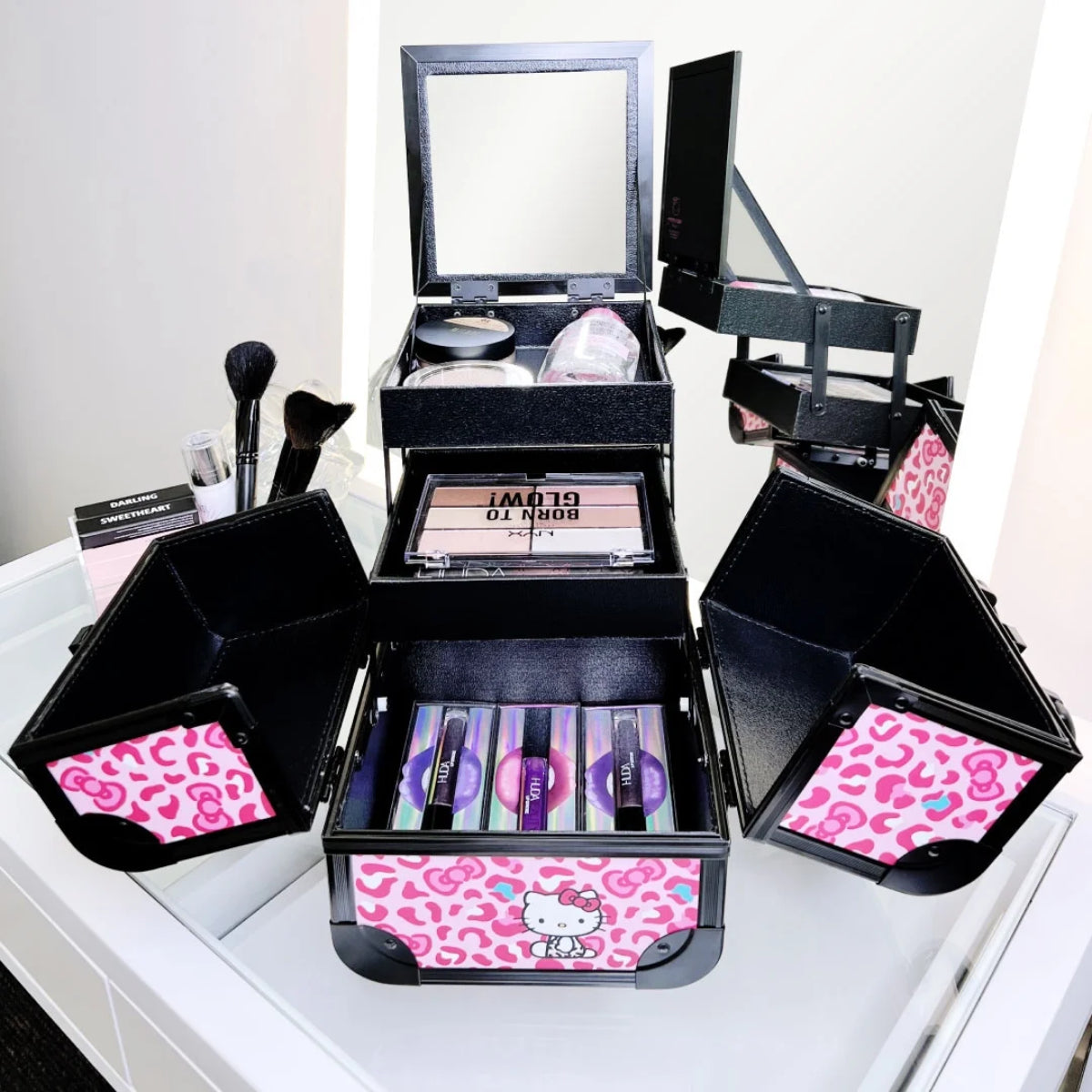 Impressions Vanity Hello Kitty Portable Makeup Travel Case with Mirror - Pink/Black