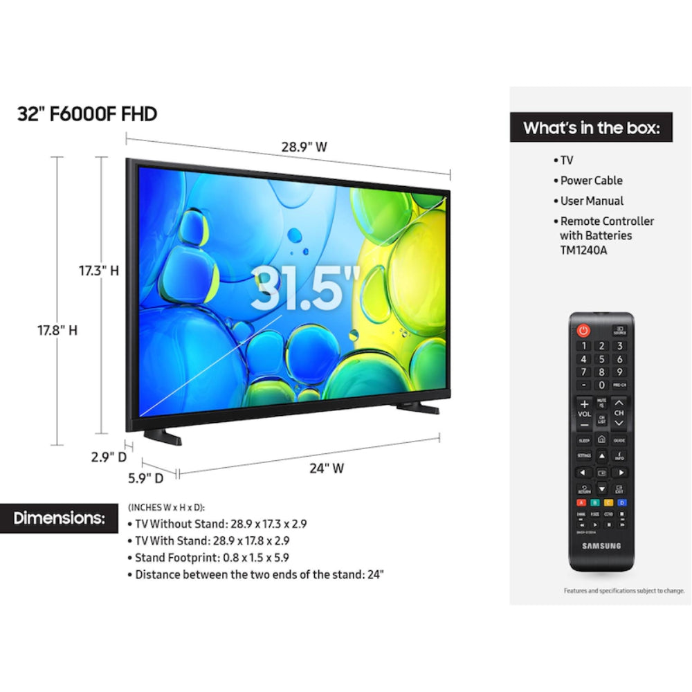 Samsung 32" Class F6000F LED FHD Smart Tizen TV