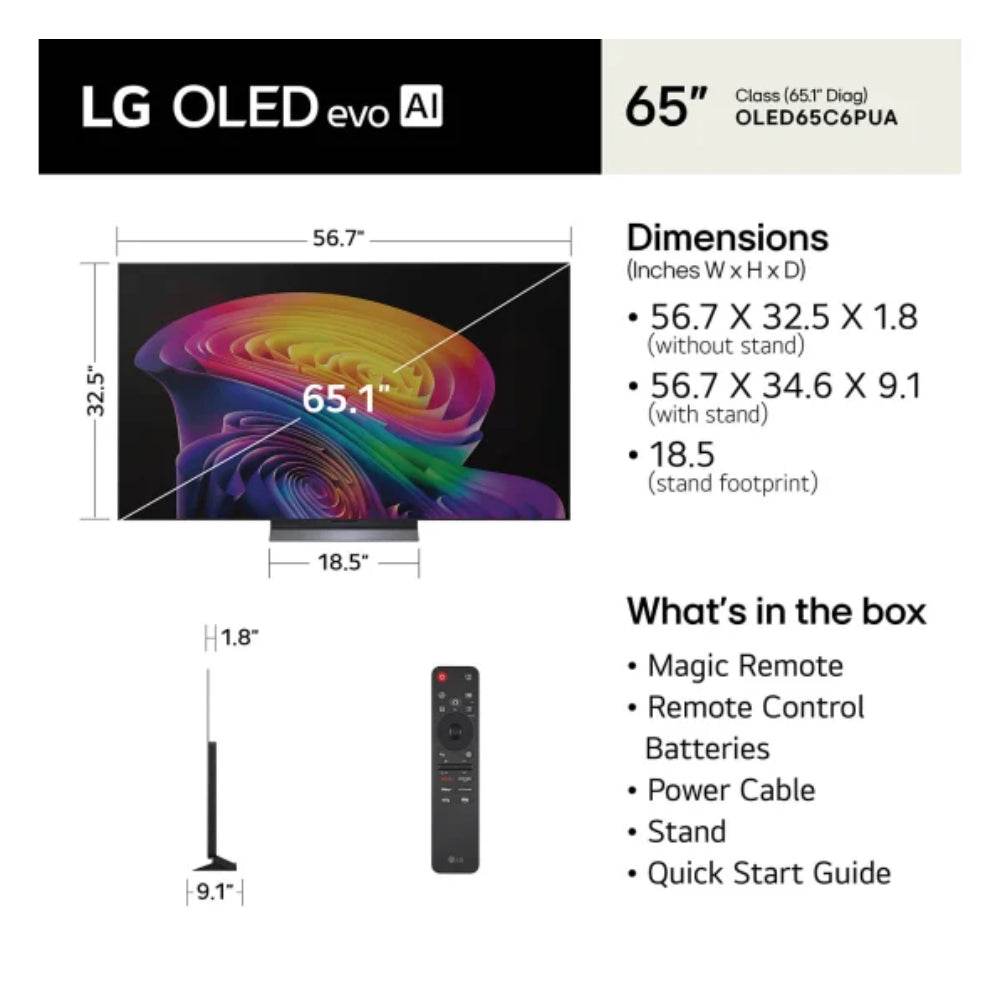 LG Class C6 OLED evo UHD 4K AI Smart WebOS TV