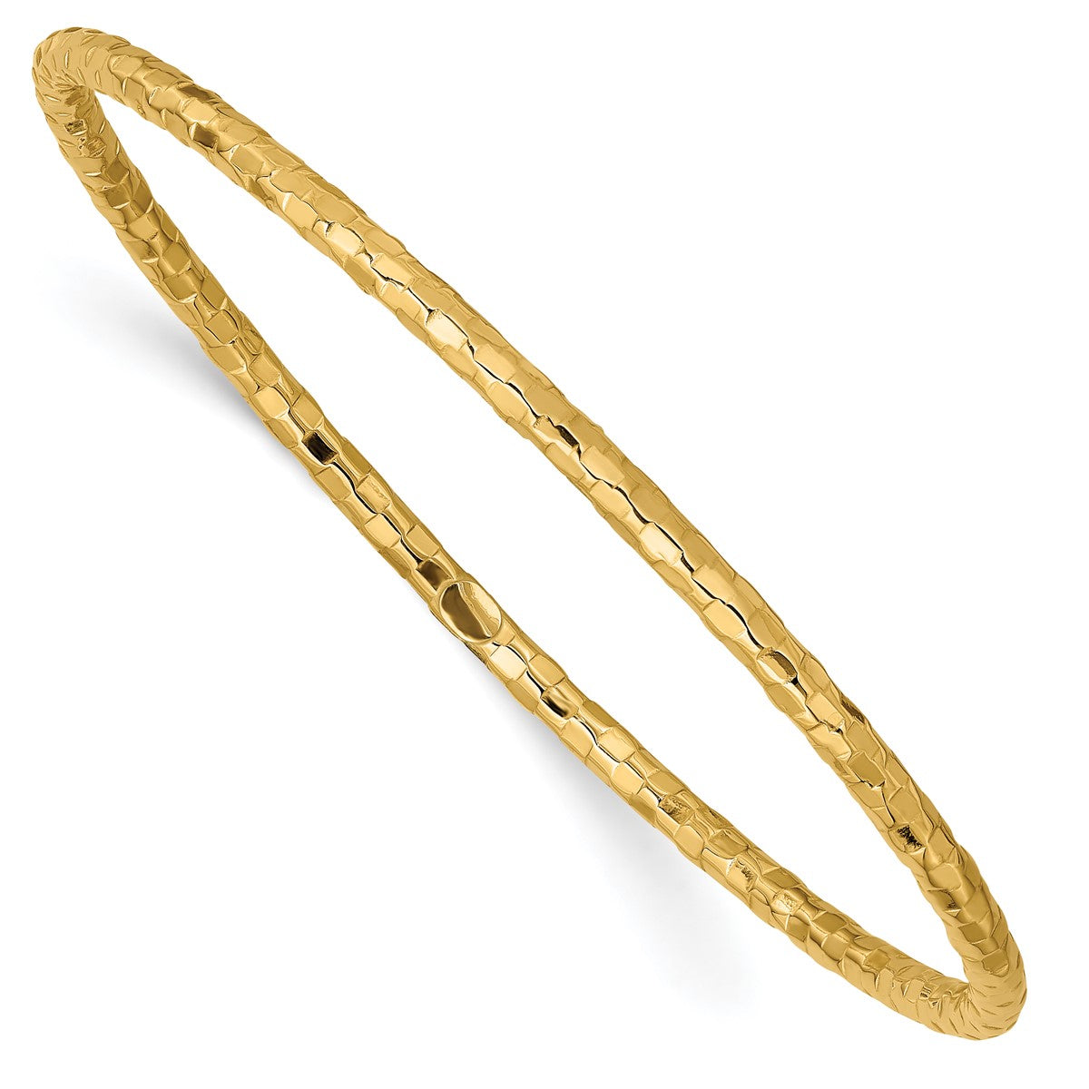 14K Women's 8" Textured Bangle Bracelet in 14K Yellow Gold