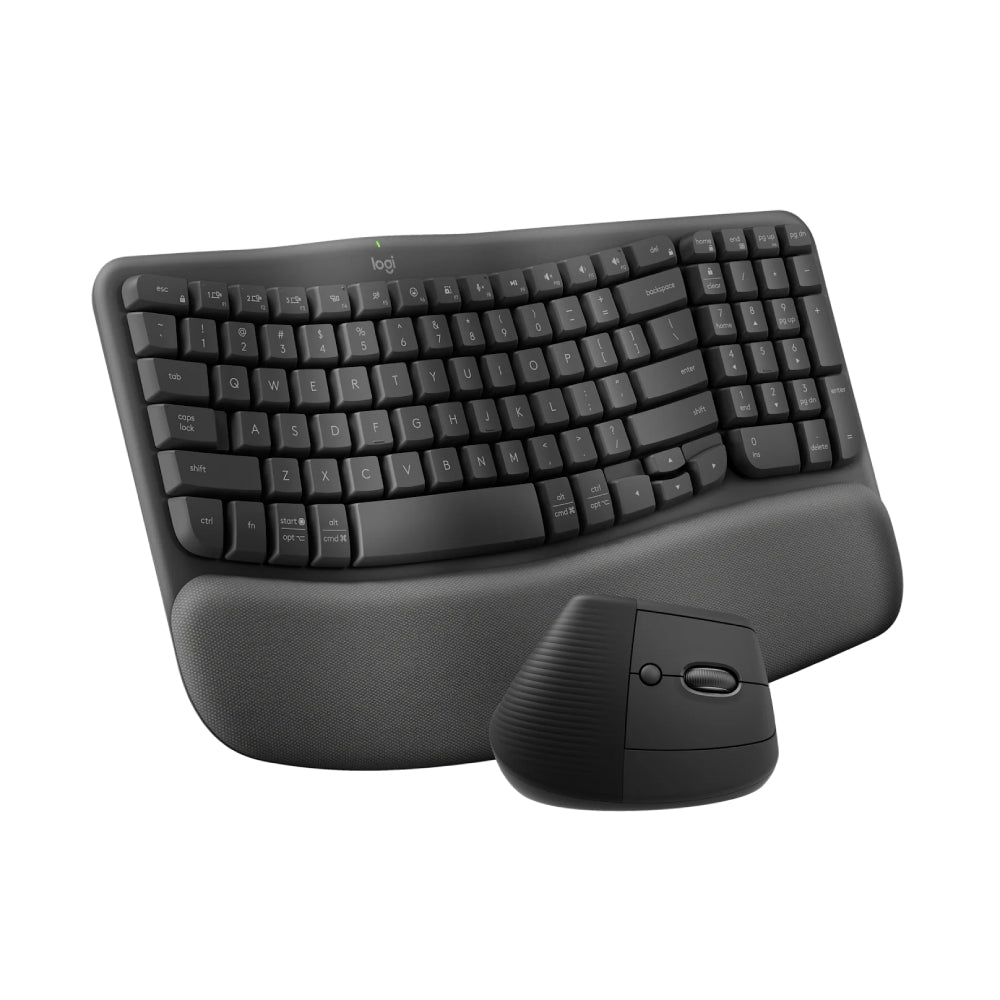 Logitech Wave Keys & Lift Vertical Mouse and Ergonomic Wireless Keyboard Combo