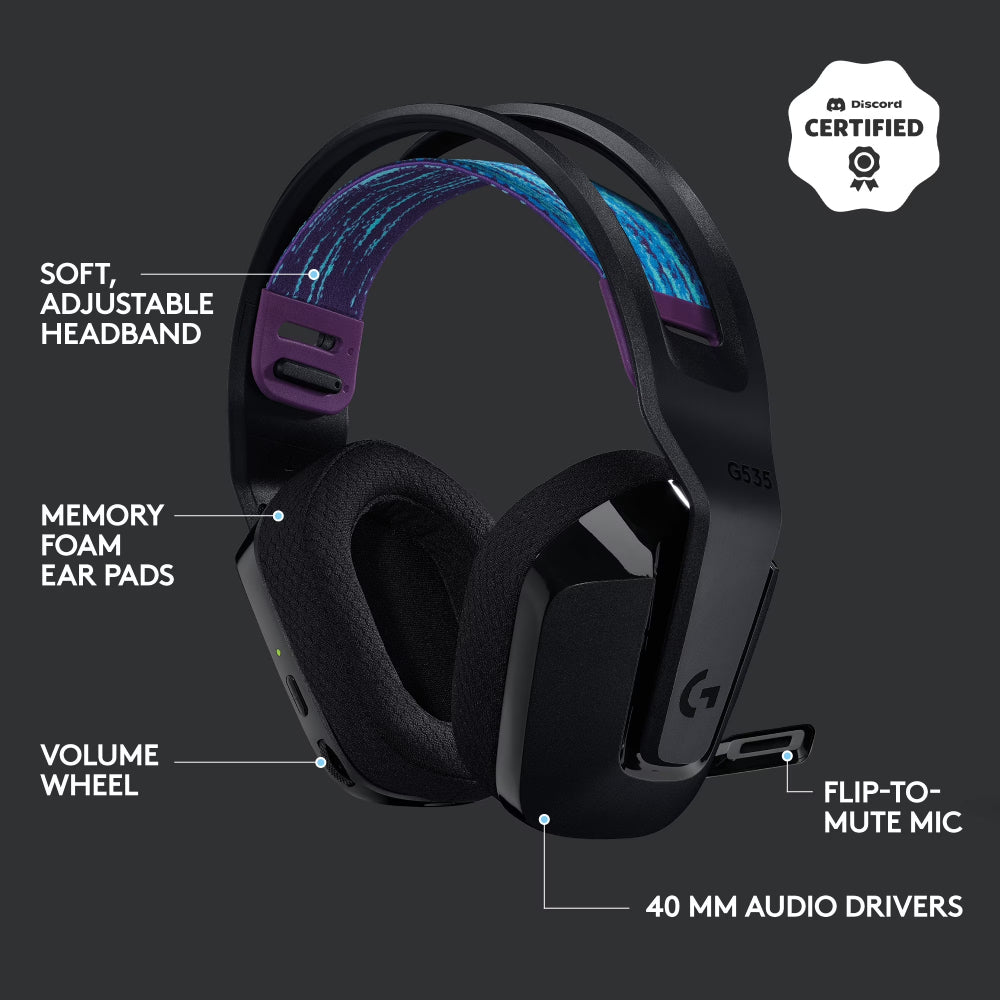Logitech G Series G535 LIGHTSPEED Wireless Gaming Headset - Black