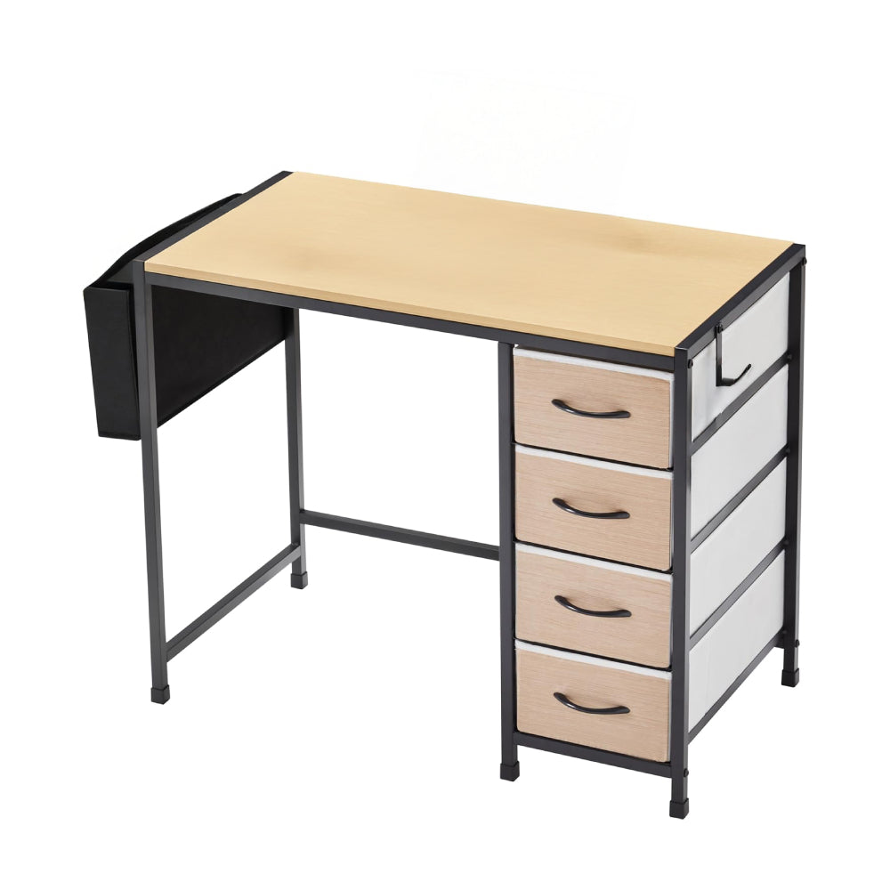36" Study Table with Fabric Drawers and Headphone Hooks by Topfresh - Brown