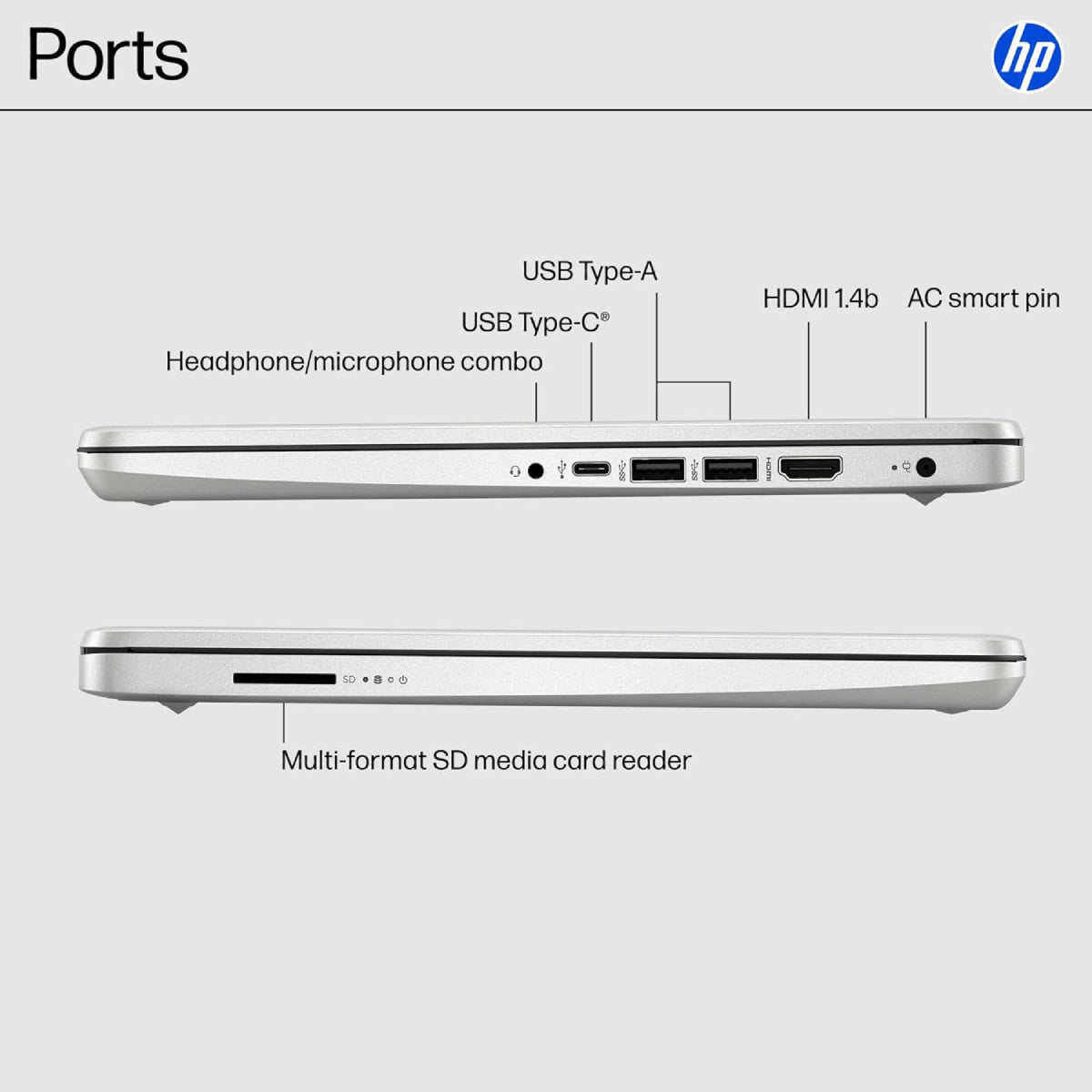 HP 14" DQ3550NR Touchscreen Laptop - Intel Celeron N4500 with 4GB Memory - 64GB eMMC - Silver