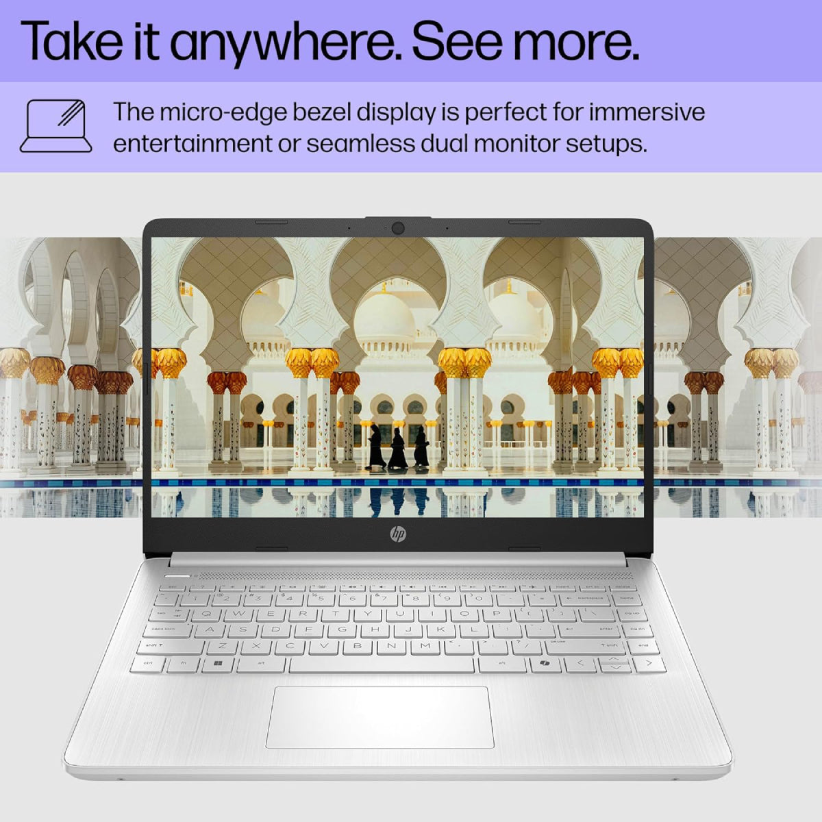 HP 14" DQ3550NR Touchscreen Laptop - Intel Celeron N4500 with 4GB Memory - 64GB eMMC - Silver