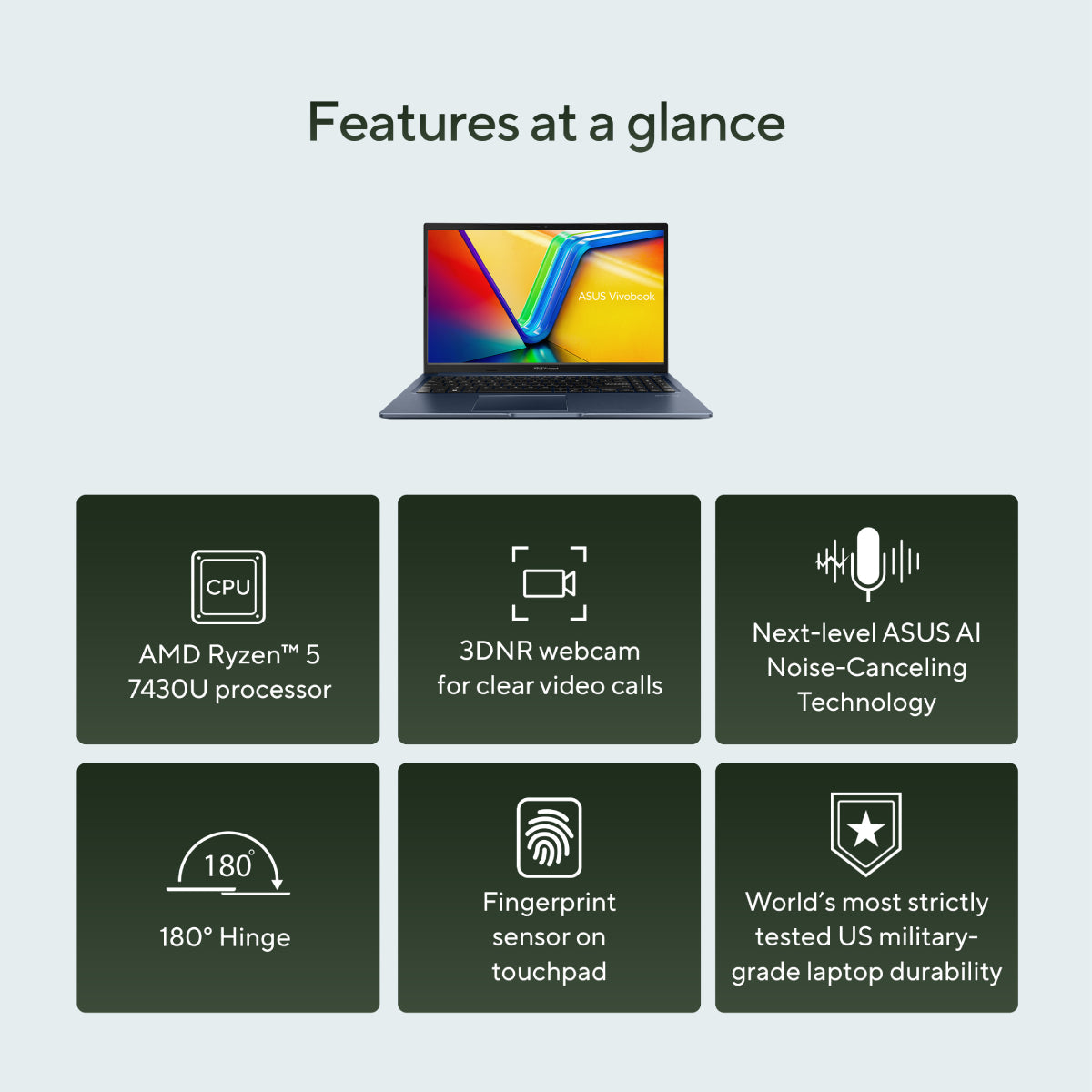 Asus M1502YA-RS53 15.6” Vivobook 15 Laptop - AMD Ryzen 5 7430U with 8GB Memory - 512GB SSD - Blue