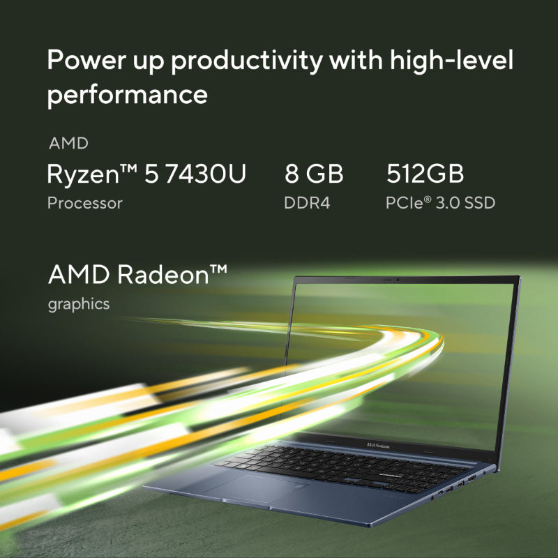 Asus M1502YA-RS53 15.6” Vivobook 15 Laptop - AMD Ryzen 5 7430U with 8GB Memory - 512GB SSD - Blue