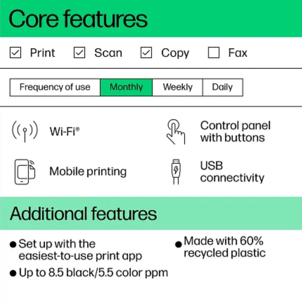 HP DeskJet 4255e Wireless All-in-One Printer - White