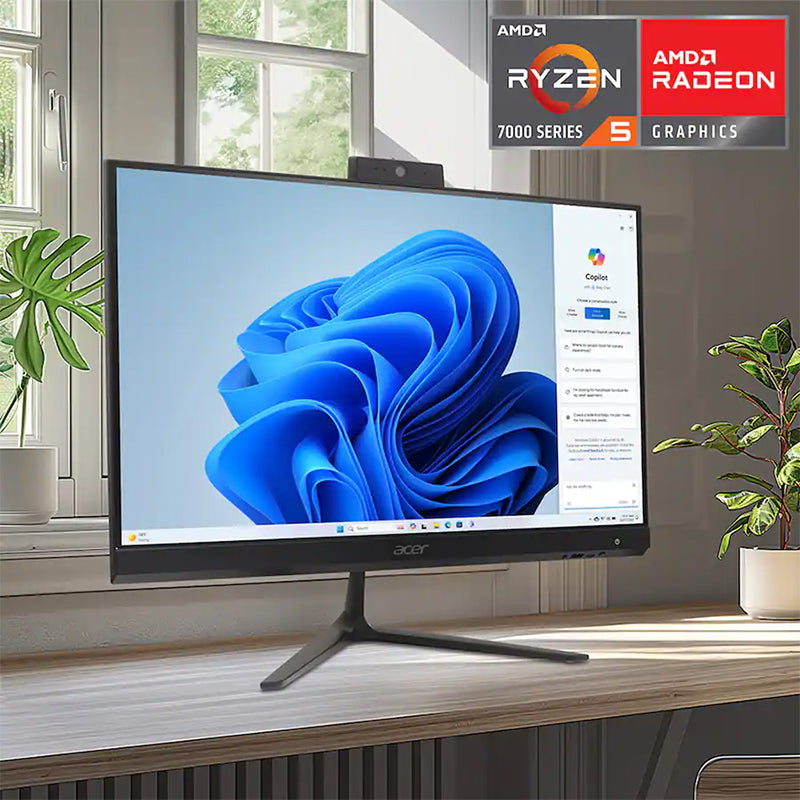 Acer C24-2G-UR17 23.8" Aspire C24 All-in-One Desktop Computer - AMD Ryzen 7 5825U with 16GB Memory - 512GB SSD - Black