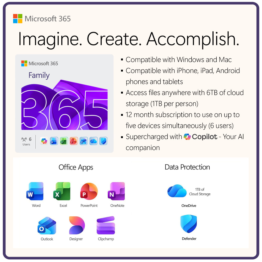 Suscripción a Microsoft 365 Familia por 1 año