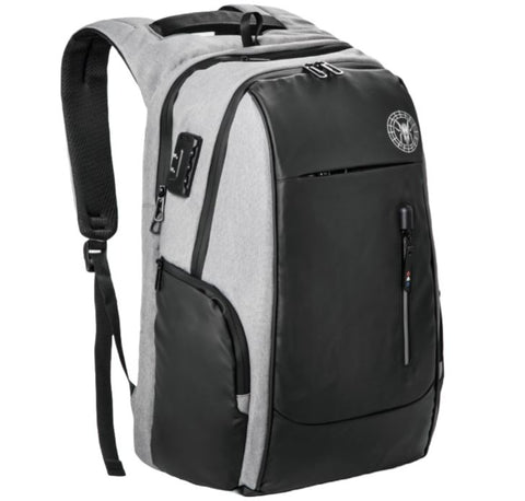 Black Widow Waterproof Laptop Bag with USB - Black/Gray - Curacao