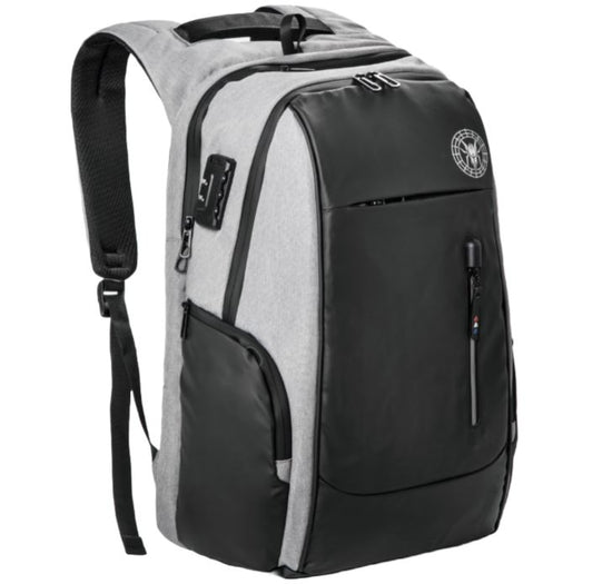 Black Widow Waterproof Laptop Bag with USB - Black/Gray - Curacao