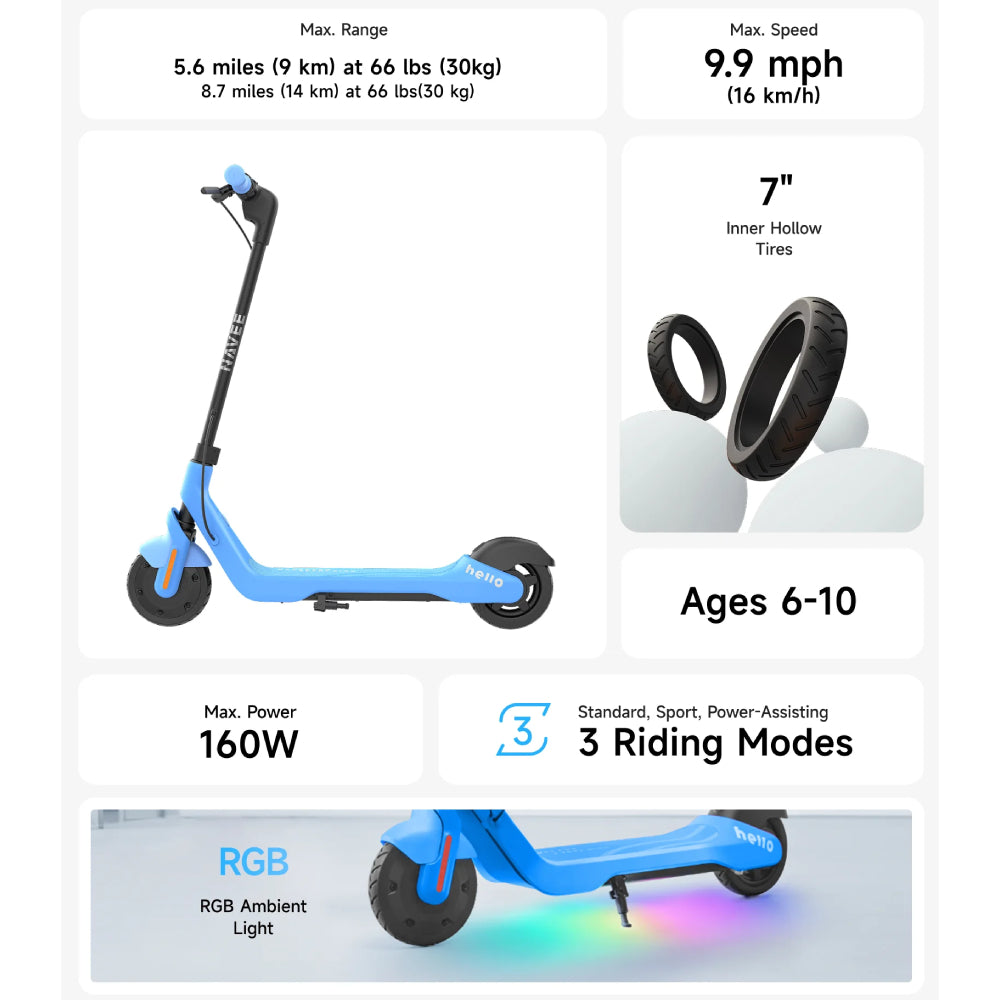 Navee K100 Smart Kids E-Scooter – Black/Blue