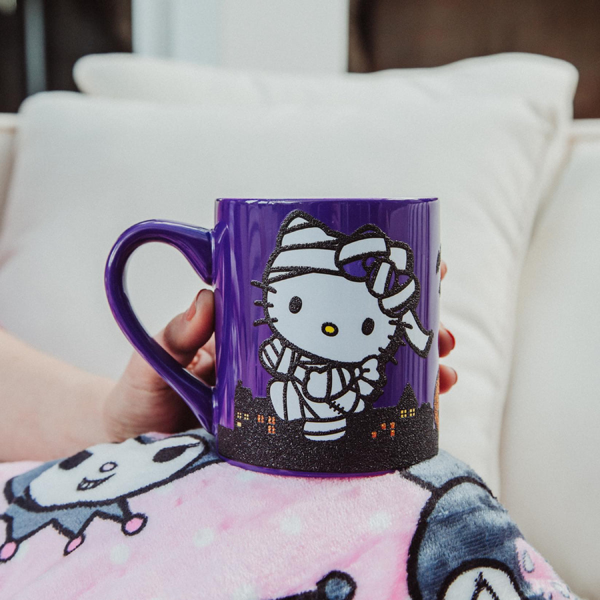 Sanrio Hello Kitty "Happy Halloween" 14 oz Ceramic Glitter Mug - Purple