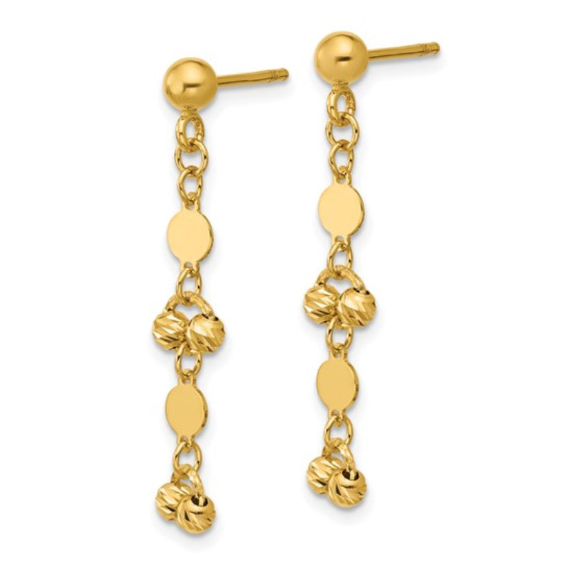 14K Leslie's Women's Diamond-Cut Beaded Fancy Circles Drop & Dangle Earrings in 14K Yellow Gold